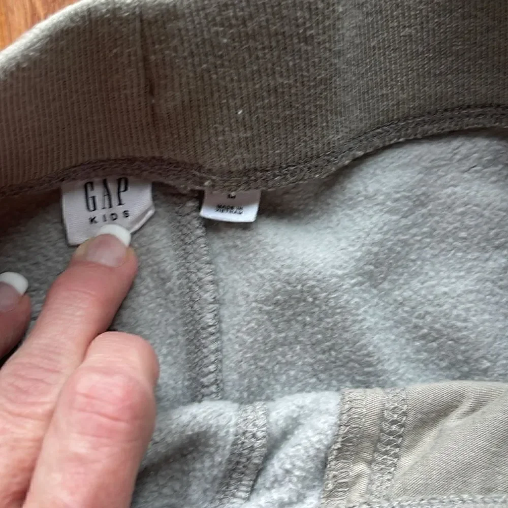 Gap kids camo pants, super soft, youth medium, tan, grey, green muted pattern